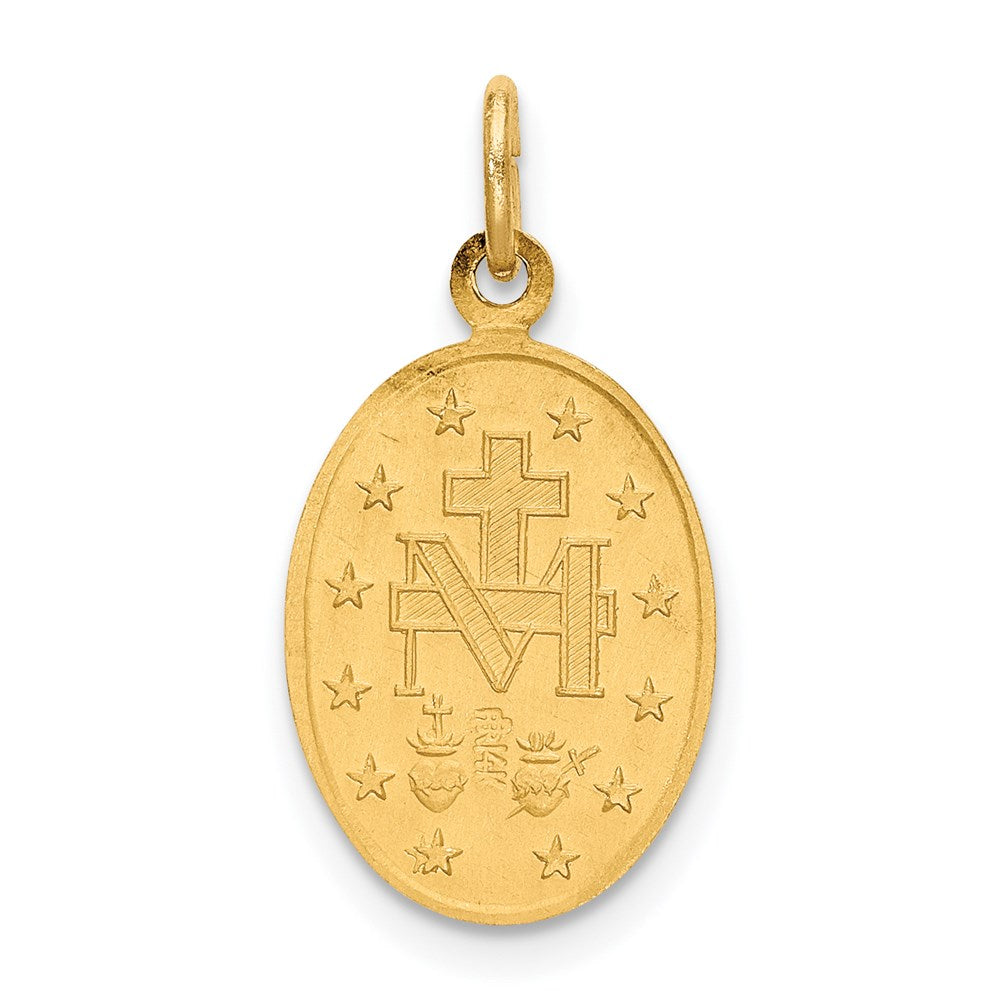 Million Charms 14K Yellow Gold Themed Solid Polished/Satin Small Oval Religious Miraculous Medal