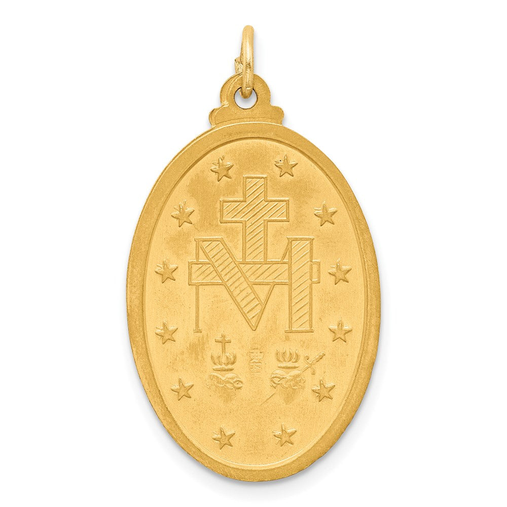 Million Charms 14K Yellow Gold Themed Solid Polished/Satin Medium Oval Religious Miraculous Medal