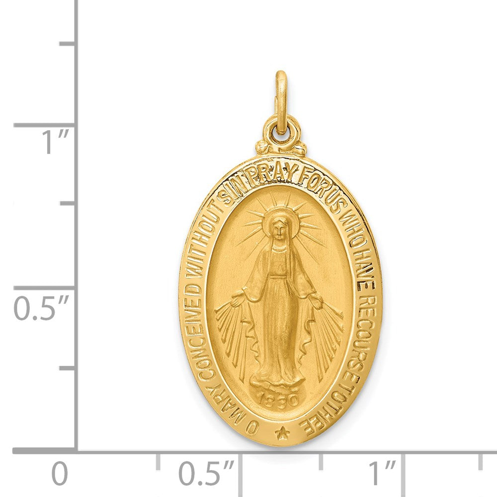 Million Charms 14K Yellow Gold Themed Solid Polished/Satin Medium Oval Religious Miraculous Medal