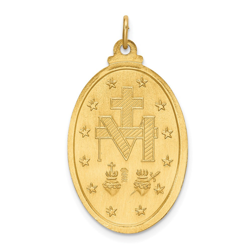 Million Charms 14K Yellow Gold Themed Solid Polished/Satin Medium Oval Religious Miraculous Medal