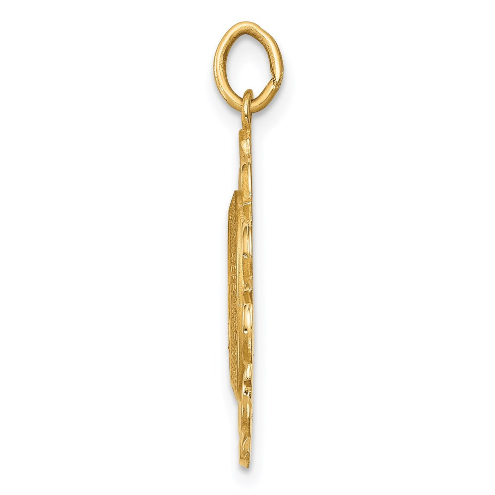 Million Charms 14K Yellow Gold Themed Solid Polished/Satin Small Fancy Oval Religious Miraculous Medal
