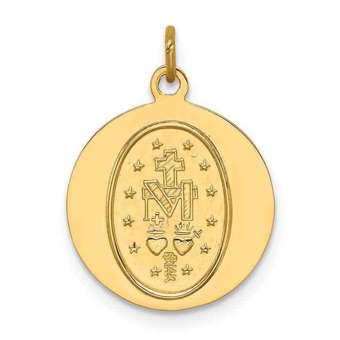 Million Charms 14K Yellow Gold Themed Solid Polished/Satin Round Religious Miraculous Medal