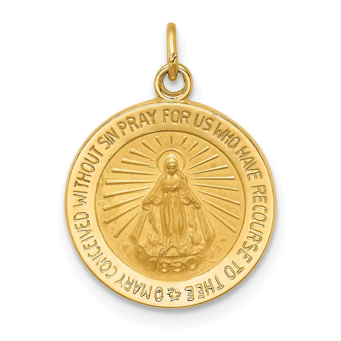 Million Charms 14K Yellow Gold Themed Solid Polished/Satin Round Religious Miraculous Medal