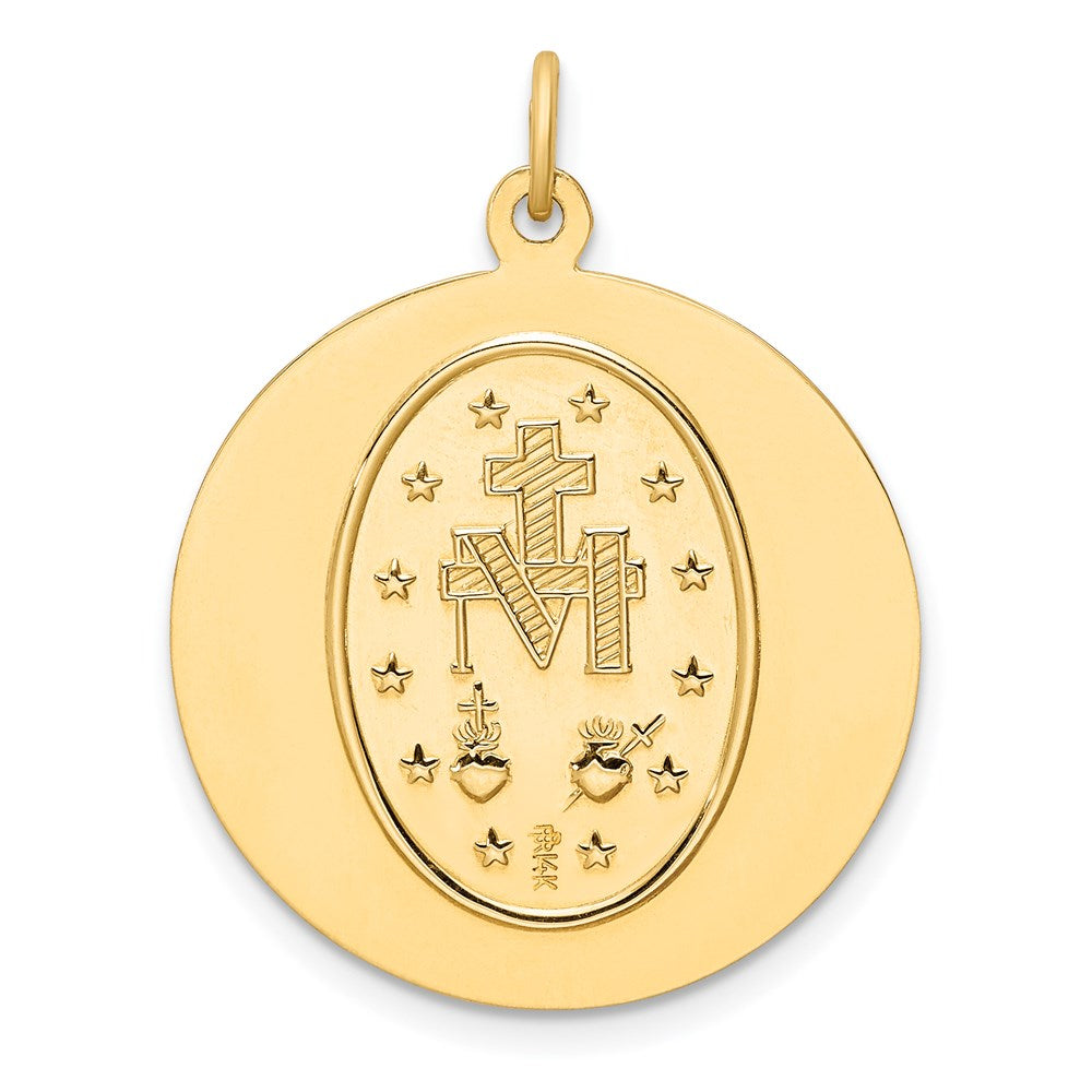 Million Charms 14K Yellow Gold Themed Solid Polished/Satin Round Religious Miraculous Medal