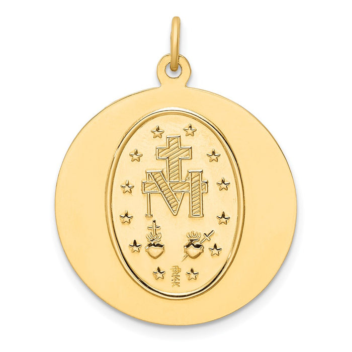 Million Charms 14K Yellow Gold Themed Solid Polished/Satin Round Religious Miraculous Medal