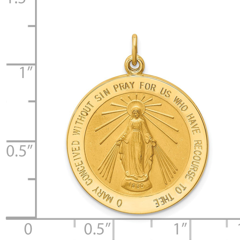 Million Charms 14K Yellow Gold Themed Solid Polished/Satin Round Religious Miraculous Medal