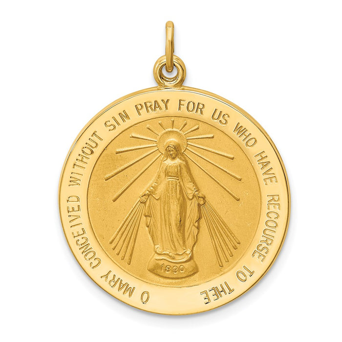 Million Charms 14K Yellow Gold Themed Solid Polished/Satin Round Religious Miraculous Medal