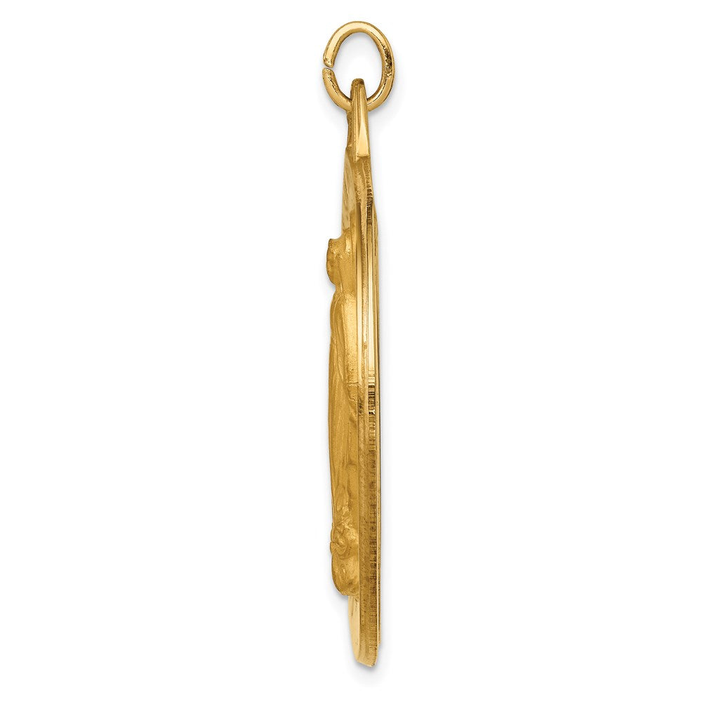 Million Charms 14K Yellow Gold Themed Solid Polished/Satin Large Round Religious Miraculous Medal