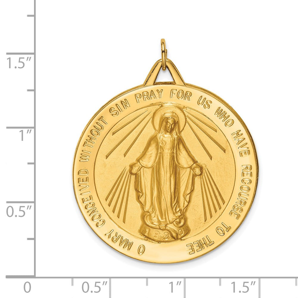Million Charms 14K Yellow Gold Themed Solid Polished/Satin Large Round Religious Miraculous Medal
