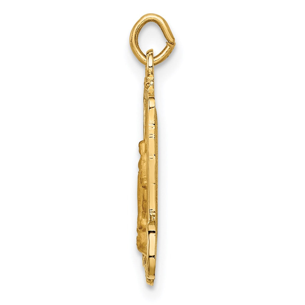 Million Charms 14K Yellow Gold Themed Solid Polished/Satin Rectangular Religious Miraculous Medal