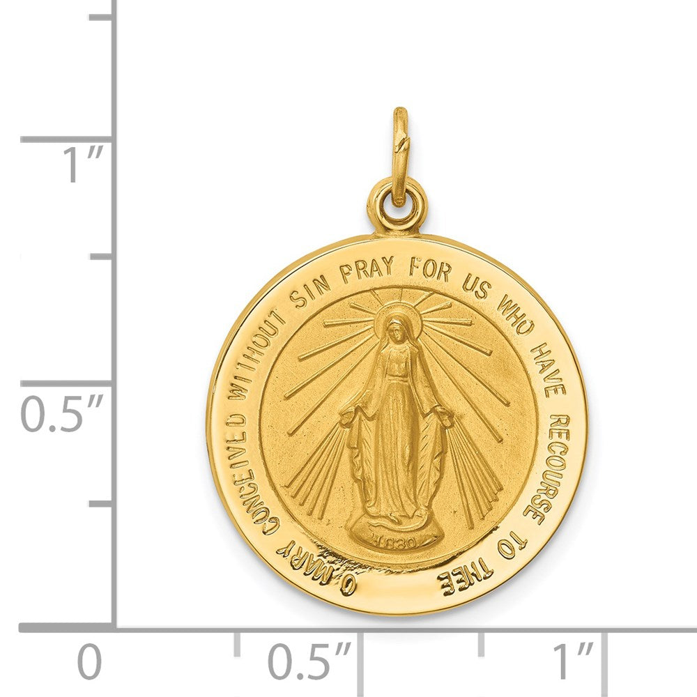Million Charms 14K Yellow Gold Themed Solid Polished/Satin Medium Round Religious Miraculous Medal