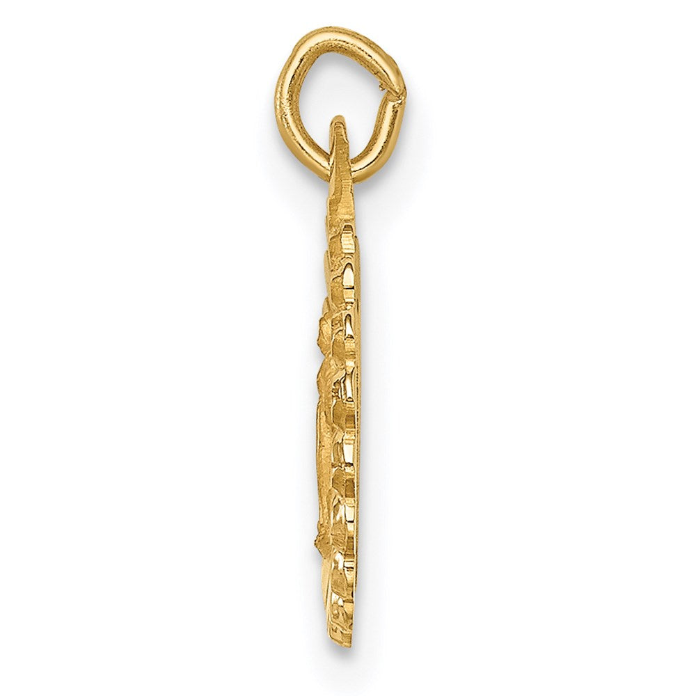 Million Charms 14K Yellow Gold Themed Solid Polished/Satin Tiny Round Scalloped Religious Miraculous Medal