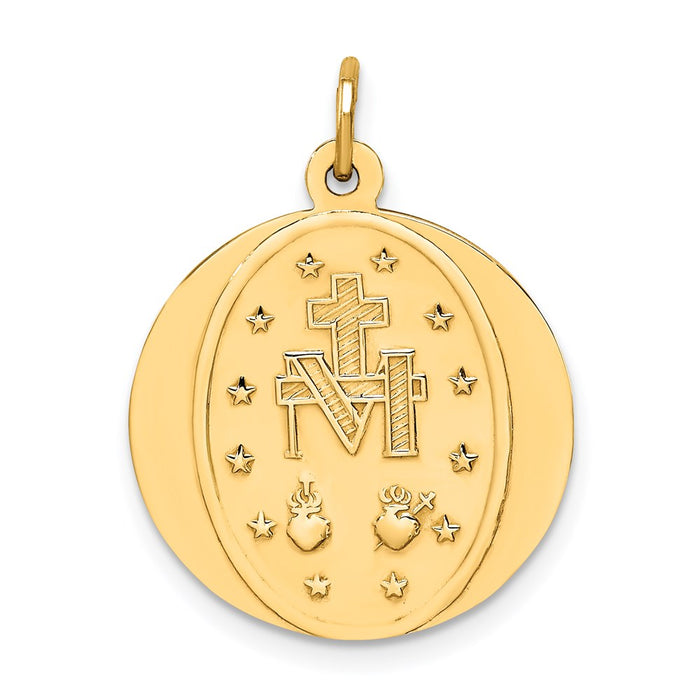 Million Charms 14K Yellow Gold Themed Solid Polished/Satin Small Round Religious Miraculous Medal