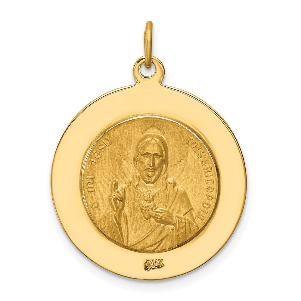 Million Charms 14K Yellow Gold Themed Solid Polished/Satin Large Queen Of Holy Scapular Reversible Medal