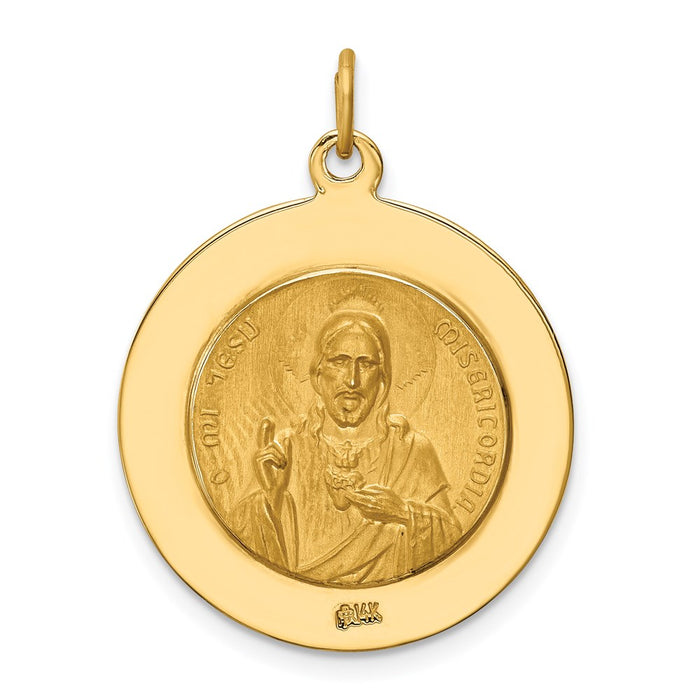 Million Charms 14K Yellow Gold Themed Solid Polished/Satin Large Queen Of Holy Scapular Reversible Medal