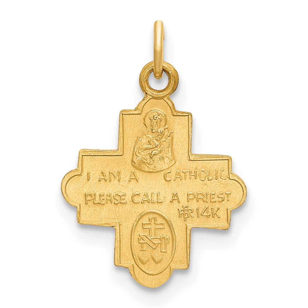 Million Charms 14K Yellow Gold Themed Solid Satin Small 4-Way Medal