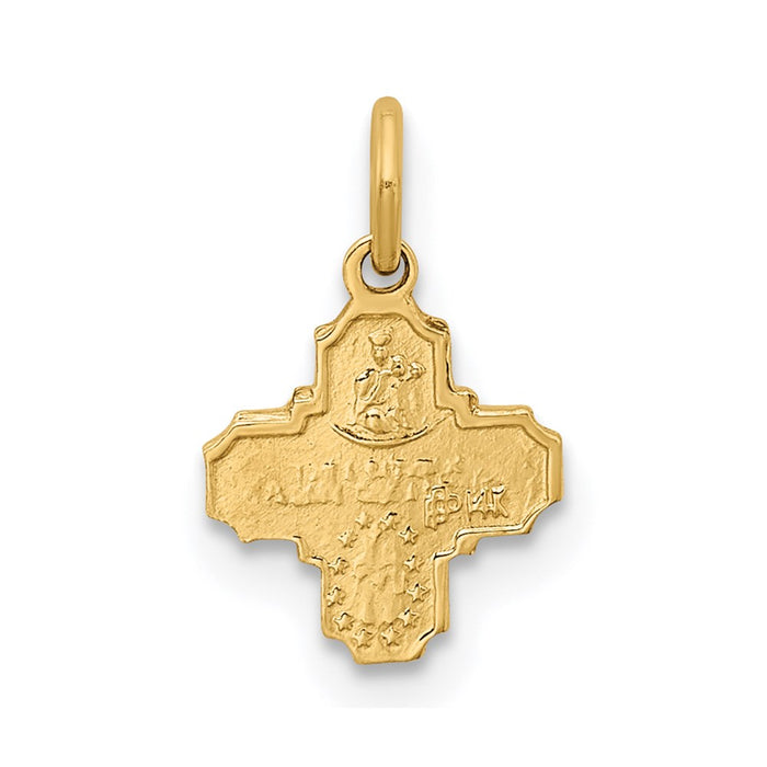 Million Charms 14K Yellow Gold Themed Solid Polished Tiny 4-Way Medal