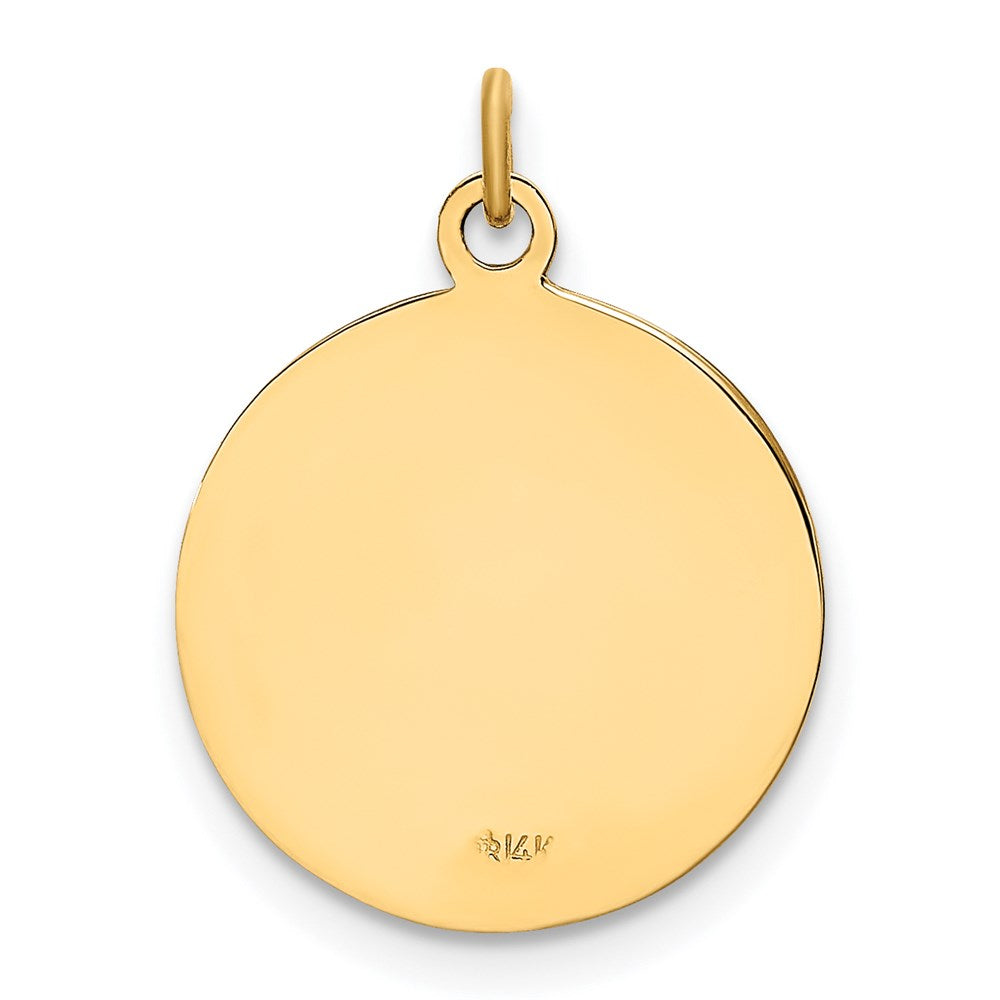 Million Charms 14K Yellow Gold Themed Solid Polished/Satin Small Round Religious Saint Christopher Medal