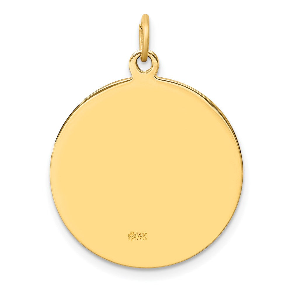 Million Charms 14K Yellow Gold Themed Solid Polished/Satin Medium Round Religious Saint Christopher Medal