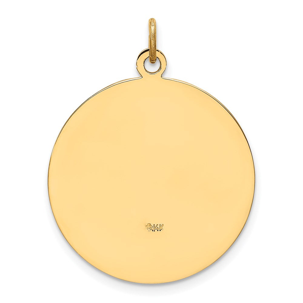 Million Charms 14K Yellow Gold Themed Solid Polished/Satin Medium Round Religious Saint Christopher Medal