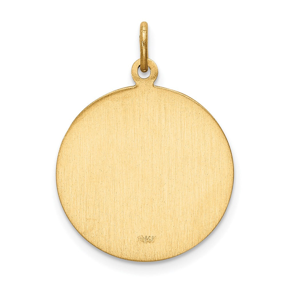Million Charms 14K Yellow Gold Themed Solid Polished/Satin Small Round Religious Saint Christopher Medal