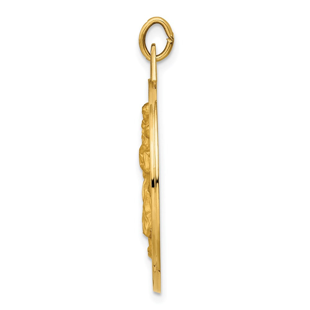 Million Charms 14K Yellow Gold Themed Solid Polished/Satin Round Cut-Out Religious Saint Christopher Medal