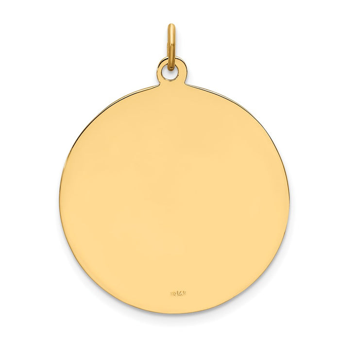 Million Charms 14K Yellow Gold Themed Solid Polished/Satin Medium Round Disc Religious Saint Christopher Medal
