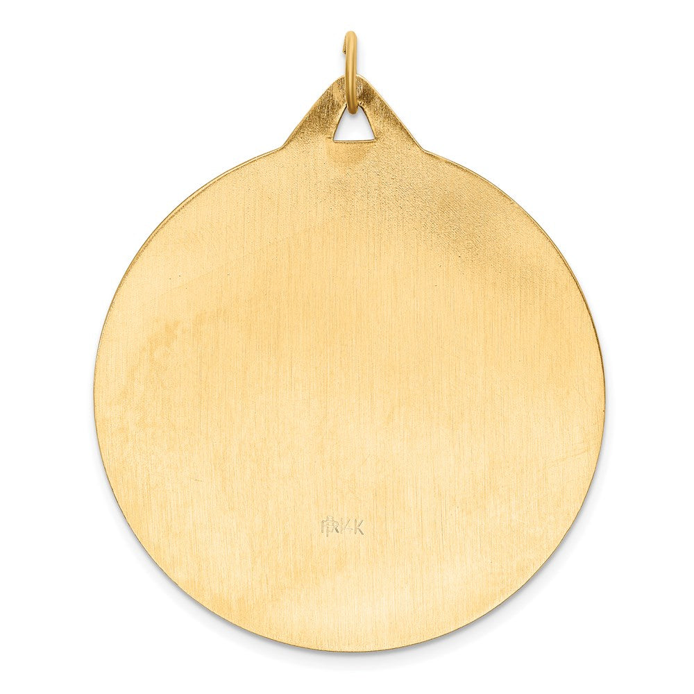 Million Charms 14K Yellow Gold Themed Solid Polished/Satin Extra Large Round Religious Saint Christopher Medal