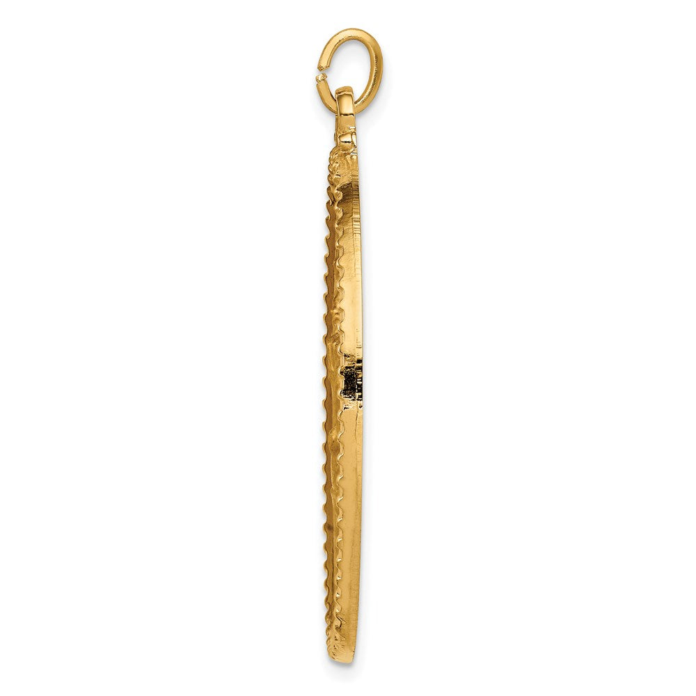 Million Charms 14K Yellow Gold Themed Solid Polished/Satin Extra Large Beaded Edge Religious Saint Christopher Medal