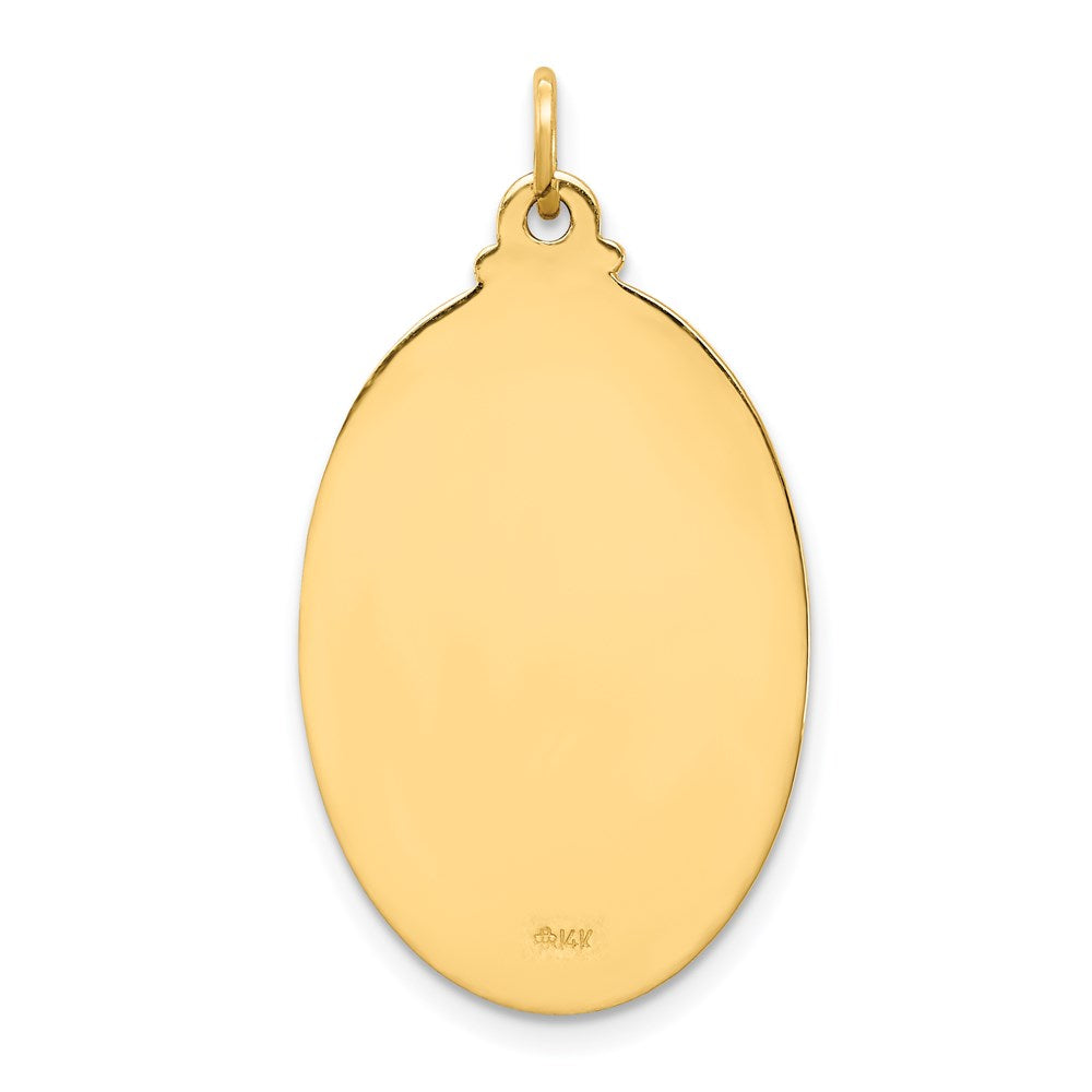 Million Charms 14K Yellow Gold Themed Solid Polished/Satin Medium Oval Religious Saint Christopher Medal