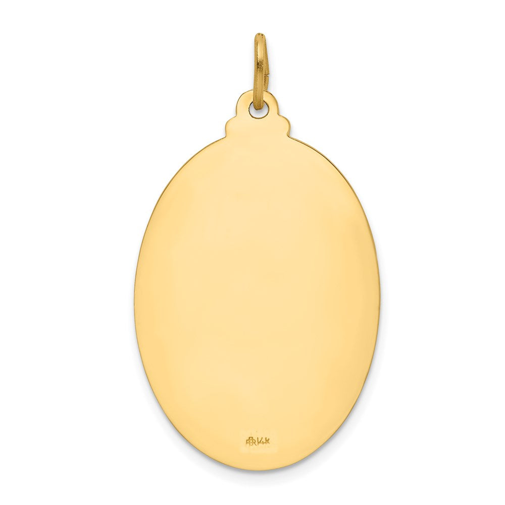Million Charms 14K Yellow Gold Themed Solid Polished/Satin Large Oval Religious Saint Christopher Medal