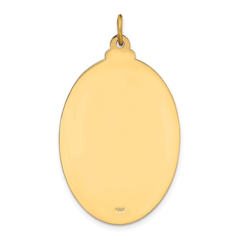 Million Charms 14K Yellow Gold Themed Solid Polished/Satin Large Oval Religious Saint Christopher Medal