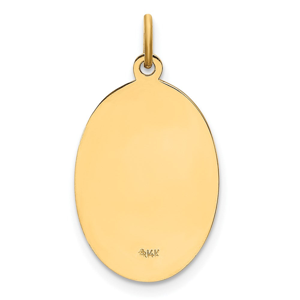 Million Charms 14K Yellow Gold Themed Solid Polished/Satin Small Oval Religious Saint Christopher Medal