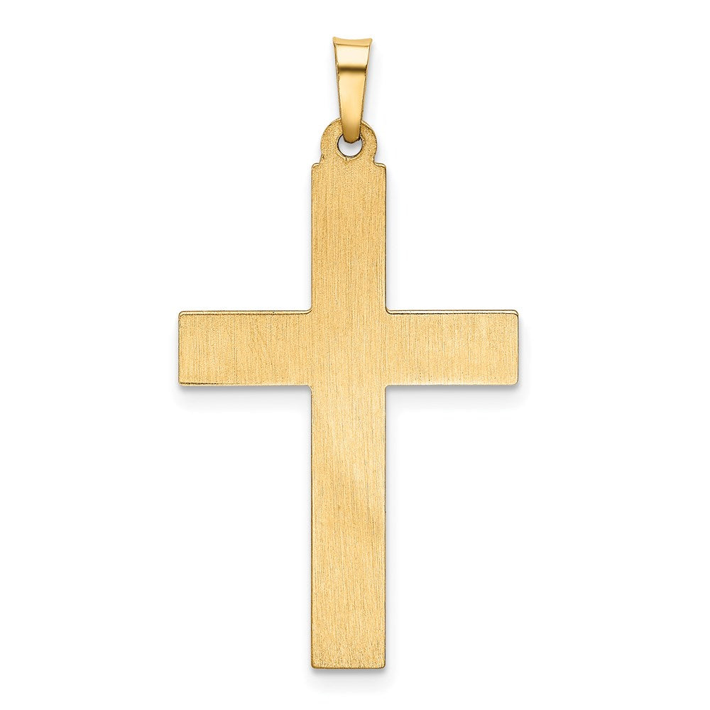 Million Charms 14K Yellow Gold Themed Hollow Polished Textured Latin Cross