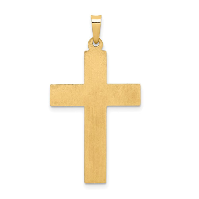 Million Charms 14K Yellow Gold Themed Hollow Polished Textured Cross