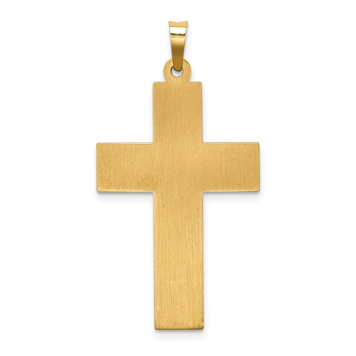 Million Charms 14K Yellow Gold Themed Hollow Polished Basketweave Design Latin Cross