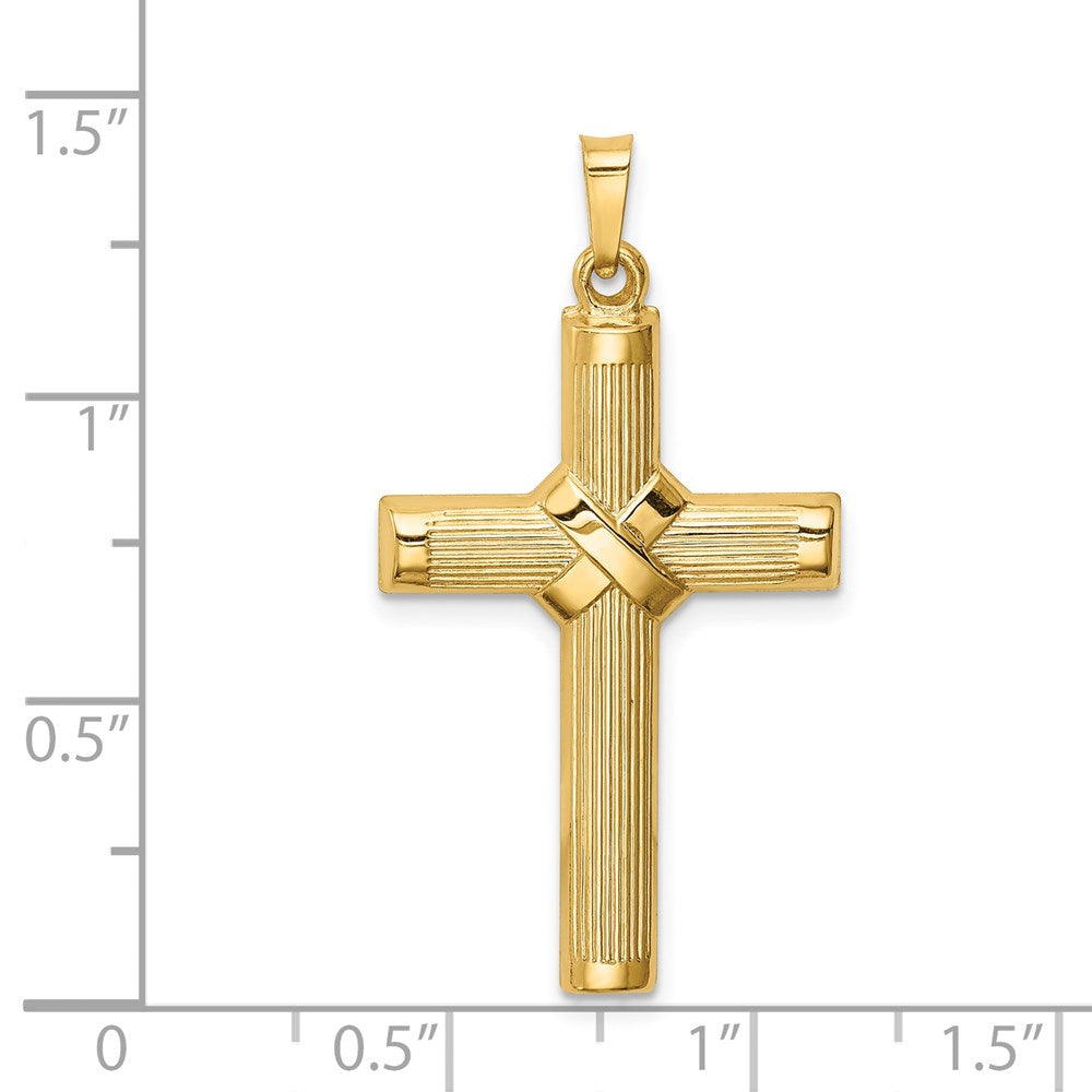 Million Charms 14K Yellow Gold Themed Hollow Polished Center X Cross
