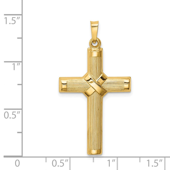Million Charms 14K Yellow Gold Themed Hollow Polished Center X Cross
