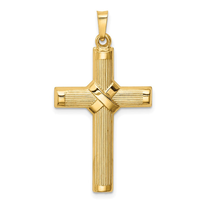 Million Charms 14K Yellow Gold Themed Hollow Polished Center X Cross