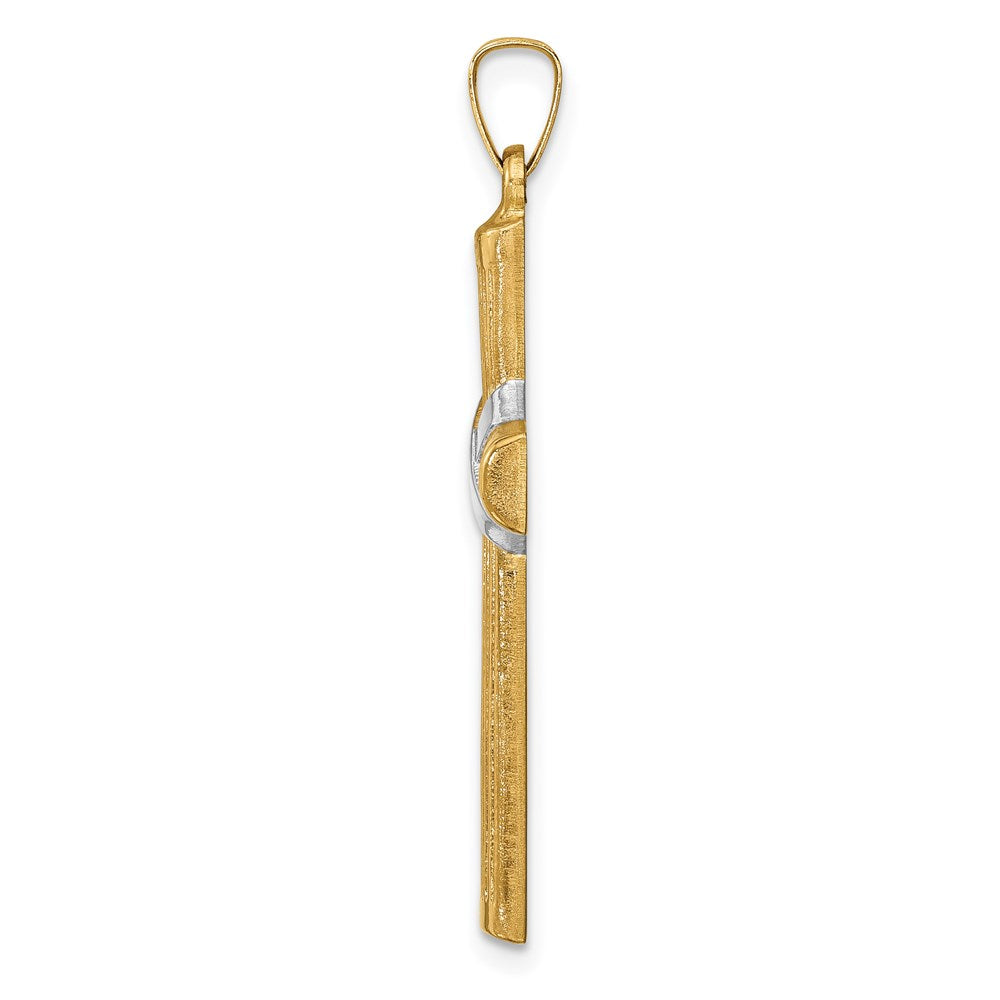 Million Charms 14K Yellow Gold Themed Hollow Polished Rhodium-Plated Center X Cross