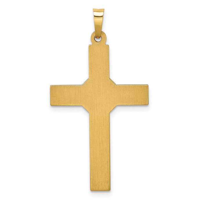 Million Charms 14K Yellow Gold Themed Hollow Polished Rhodium-Plated Center X Cross