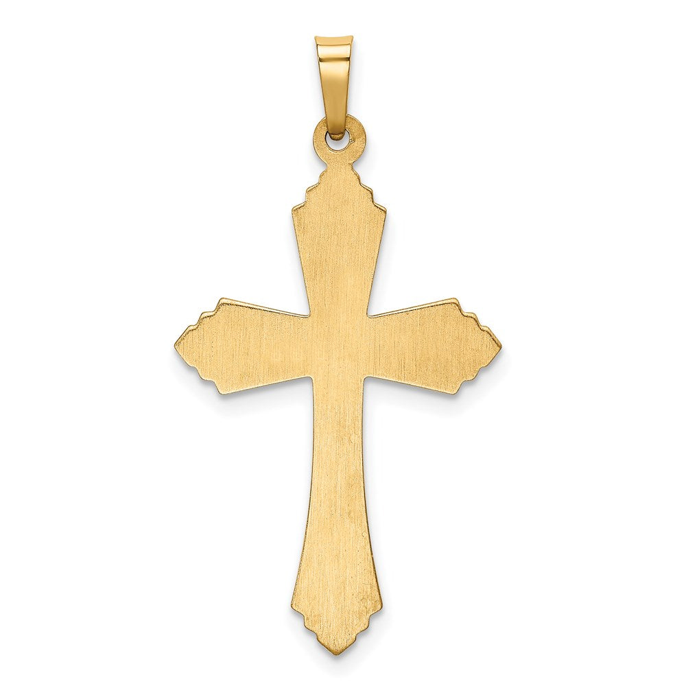 Million Charms 14K Yellow Gold Themed Hollow Polished Fleur De Lis Cross