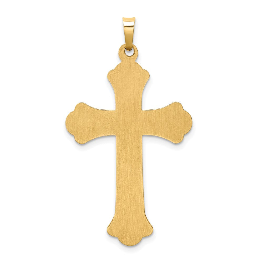 Million Charms 14K Yellow Gold Themed Hollow Polished Woven Fleur De Lis Cross