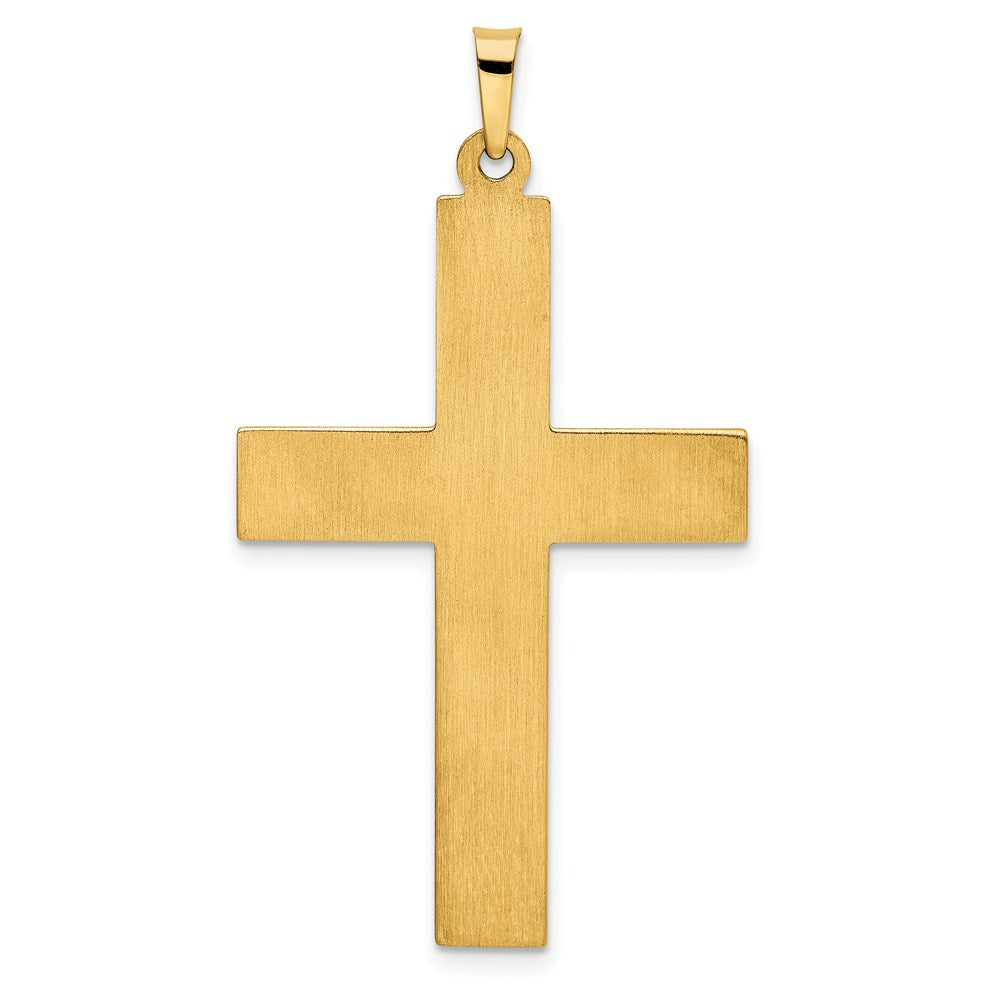 Million Charms 14K Yellow Gold Themed Hollow Polished Stripe Design Latin Cross