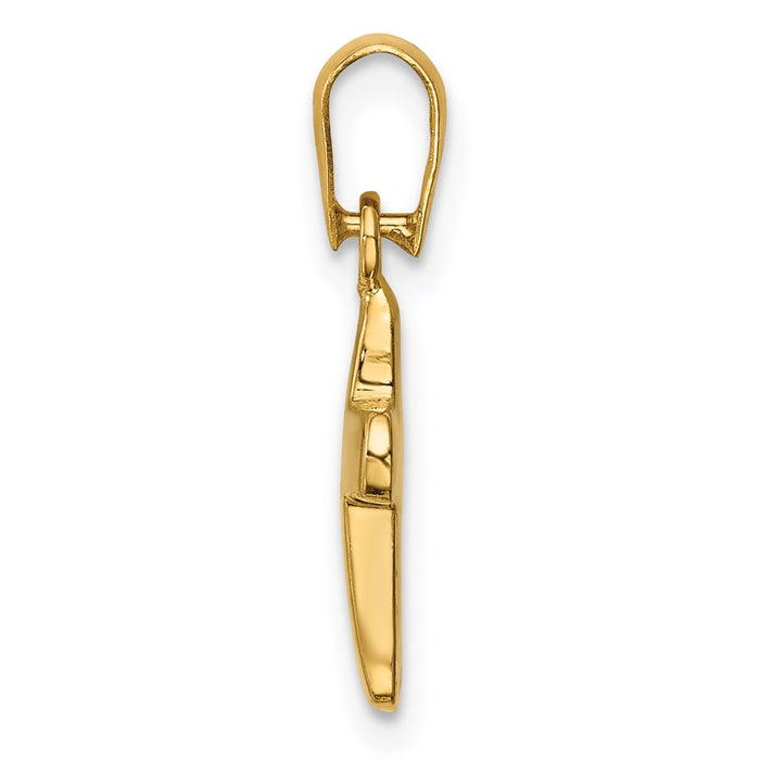 Million Charms 14K Yellow Gold Themed Polished Hollow Latin Relgious Cross Pendant