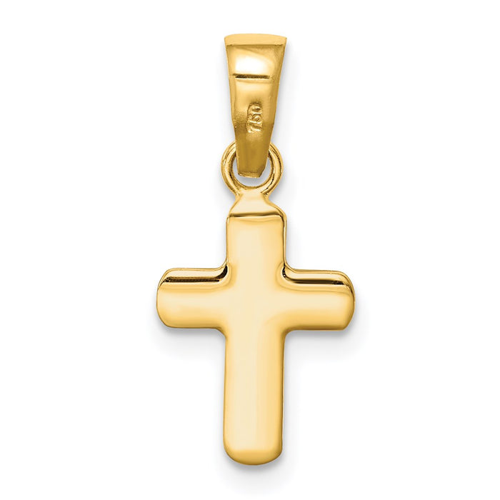 Million Charms 14K Yellow Gold Themed Polished Hollow Latin Relgious Cross Pendant