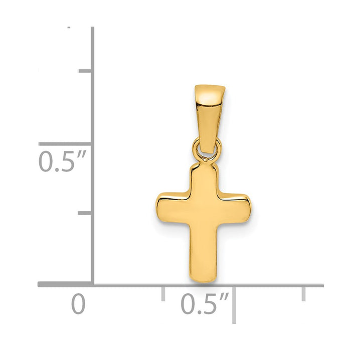 Million Charms 14K Yellow Gold Themed Polished Hollow Latin Relgious Cross Pendant