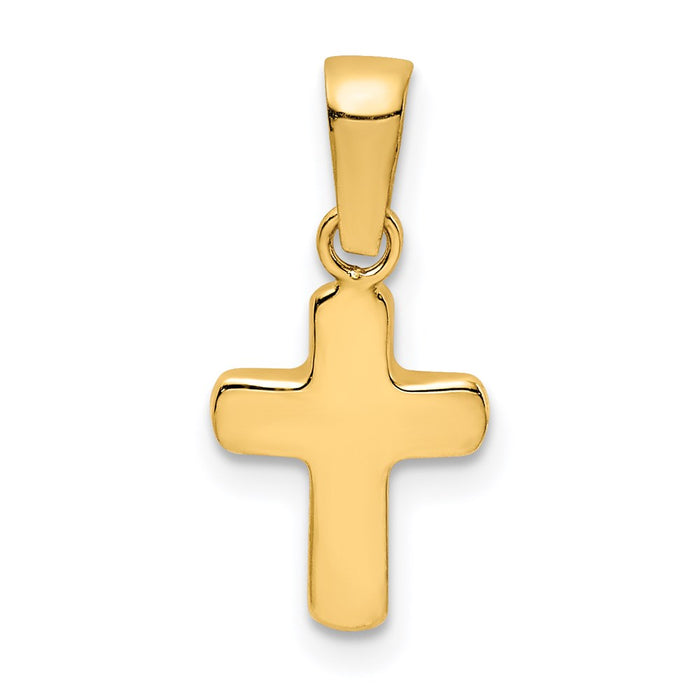 Million Charms 14K Yellow Gold Themed Polished Hollow Latin Relgious Cross Pendant