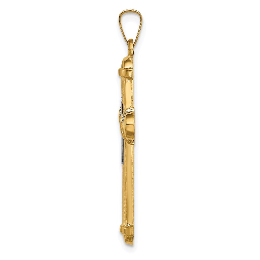 Million Charms 14K Two-Tone Hollow Polished Relgious Cross With Center Cross