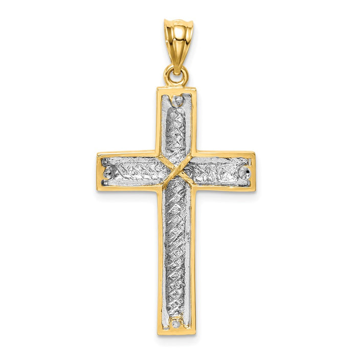 Million Charms 14K Two-Tone Polished & Diamond-Cut Relgious Cross Pendant